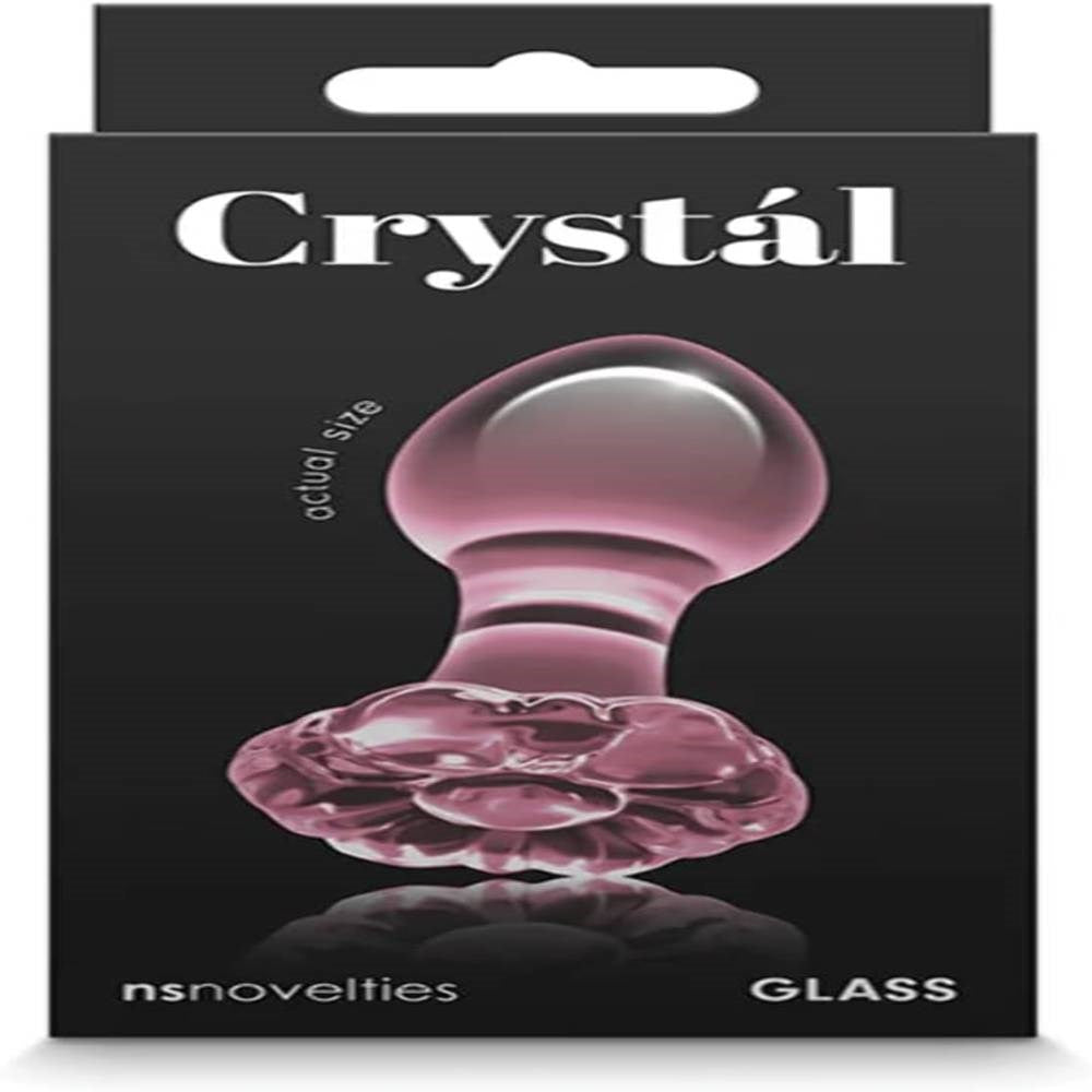 NS Novelties Crystal Flower Glass Butt Plug Premium Borosilicate Design - - Butt Plugs