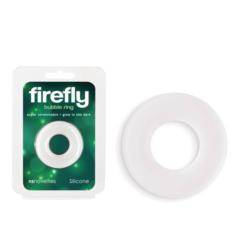 NS Novelties Firefly Stretchy Bubble Ring White Glow in Dark Cock Ring - - Stretchy Cock Rings