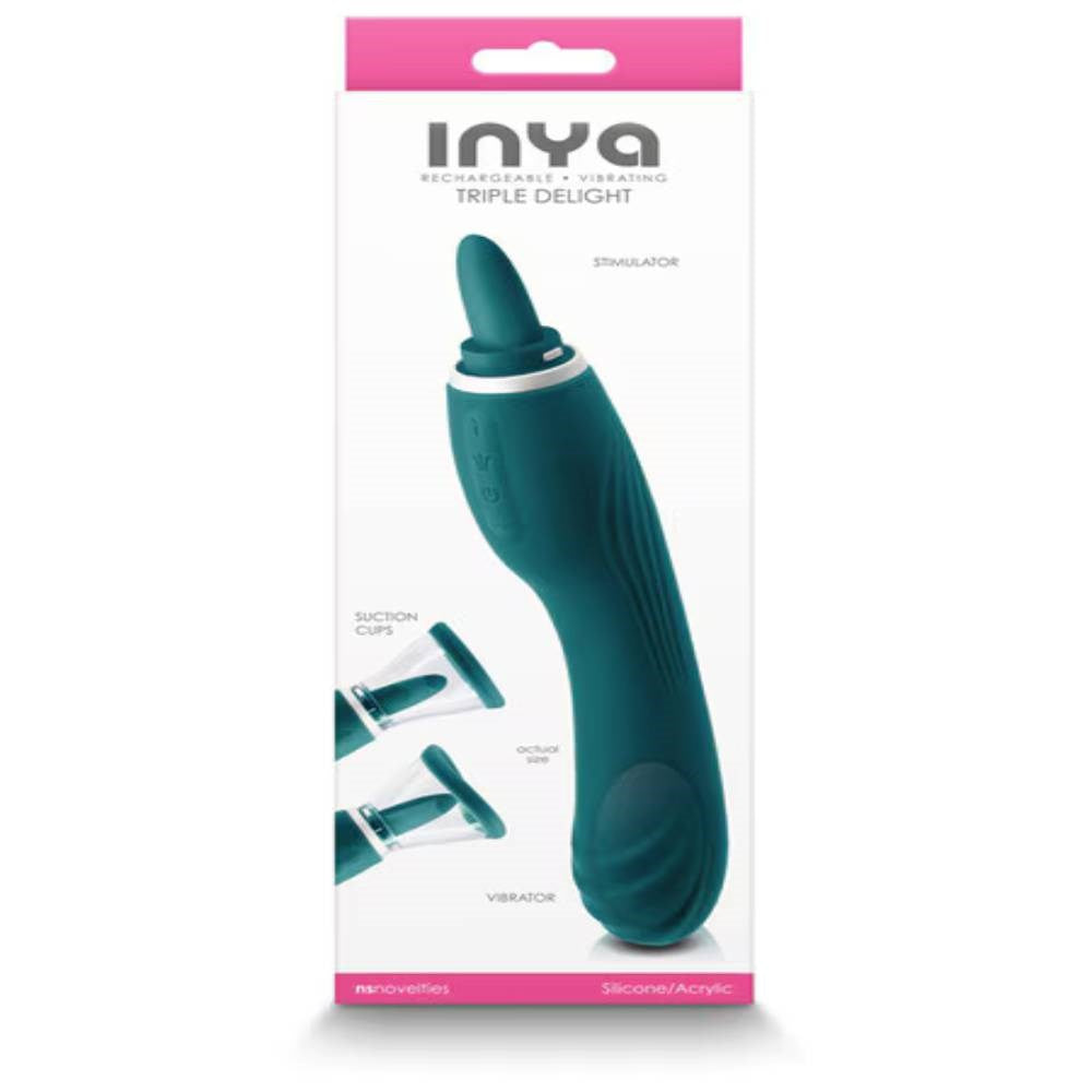 NS Novelties INYA Triple Delight Clitoral Vibrator with Tongue and Suction - - Clit Ticklers and Pulsators
