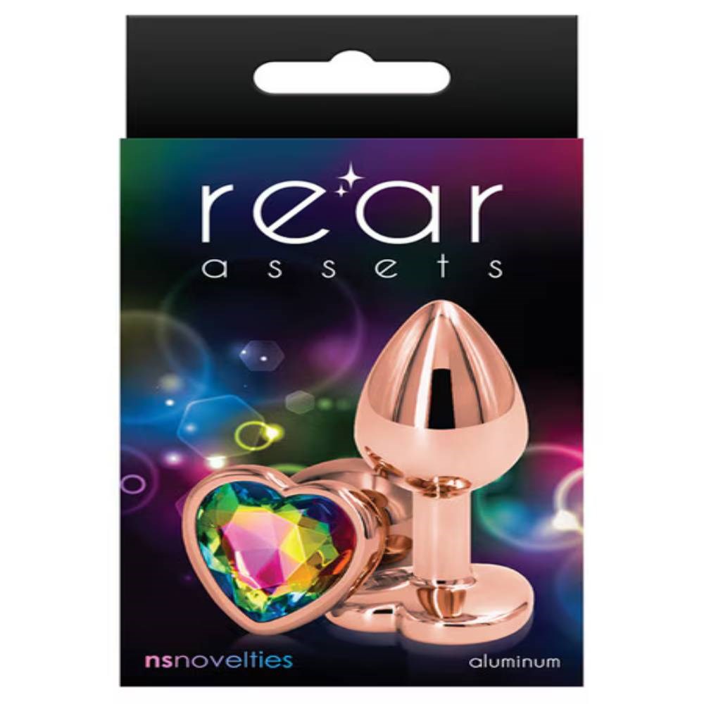 NS Novelties Rear Assets Rose Gold Heart Small Anal Plug Rose Gold Chrome - - Butt Plugs