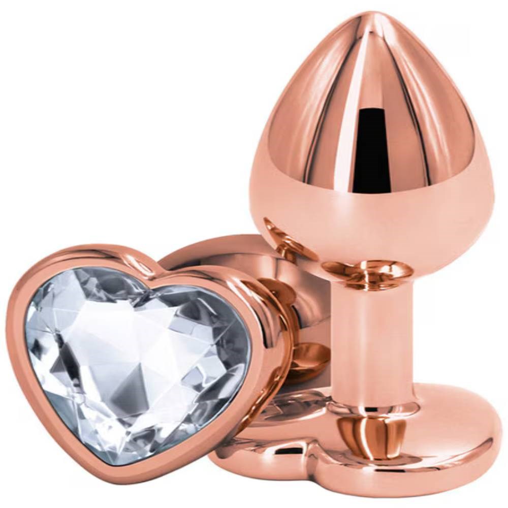 NS Novelties Rear Assets Rose Gold Heart Small Anal Plug Rose Gold Chrome - - Butt Plugs