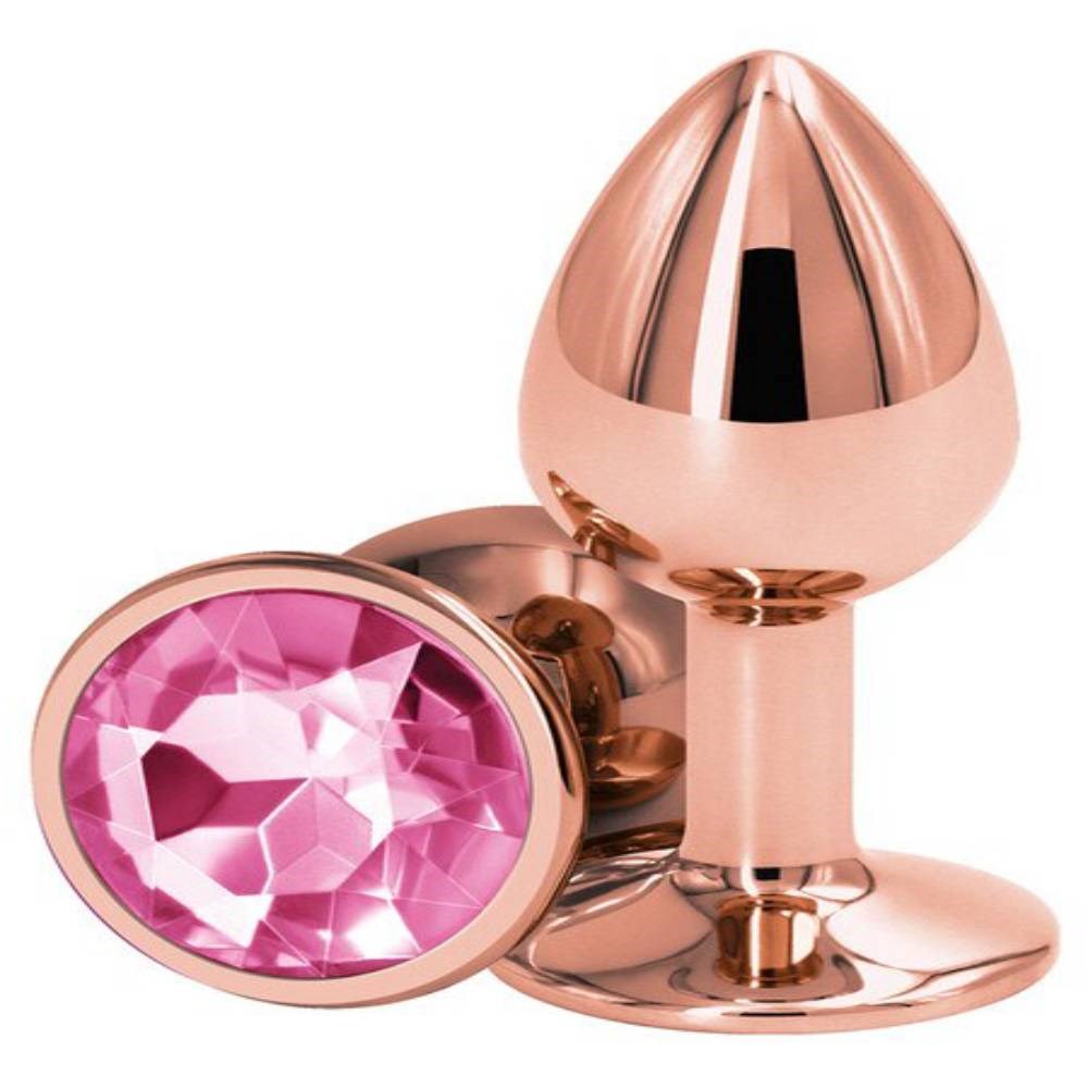NS Novelties Rear Assets Rose Gold Small Butt Plug Chrome Aluminum Design - - Butt Plugs