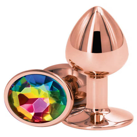 NS Novelties Rear Assets Rose Gold Small Butt Plug Chrome Aluminum Design - Butt Plugs