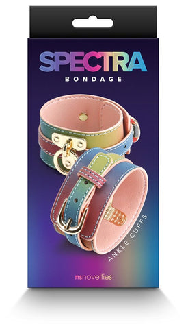 NS Novelties Spectra Bondage Ankle Cuff Rainbow Adjustable Restraint - Collars and Leads