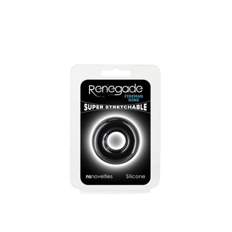 NS Novelties Renegade Fireman Stretchy Cock Ring Black Ultra Soft Silicone - Stretchy Cock Rings