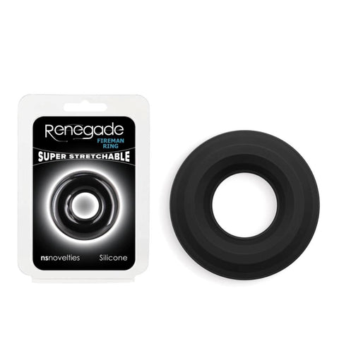 NS Novelties Renegade Fireman Stretchy Cock Ring Black Ultra Soft Silicone - Stretchy Cock Rings