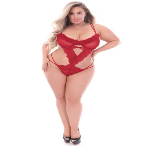 Seven til Midnight Playsuits and Teddies Queen Plus Size Lace Teddy - Teddies and Bodysuits