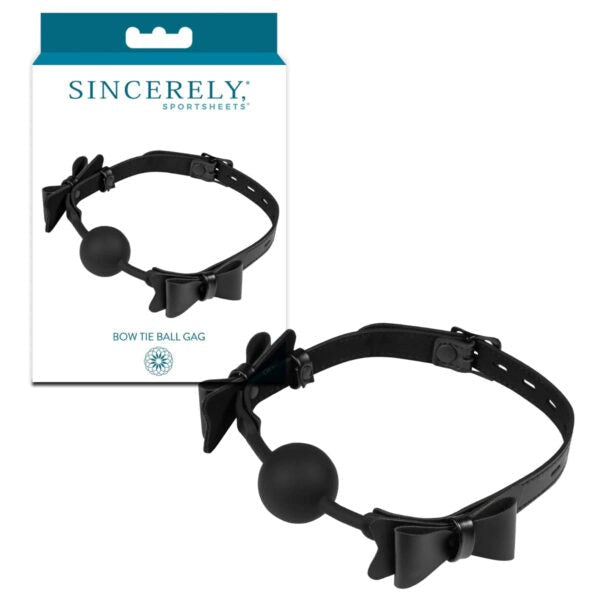 Sportsheets Sincerely Bow Tie Ball Gag BDSM Accessory with Adjustable Strap - Bondage Gags and Bits