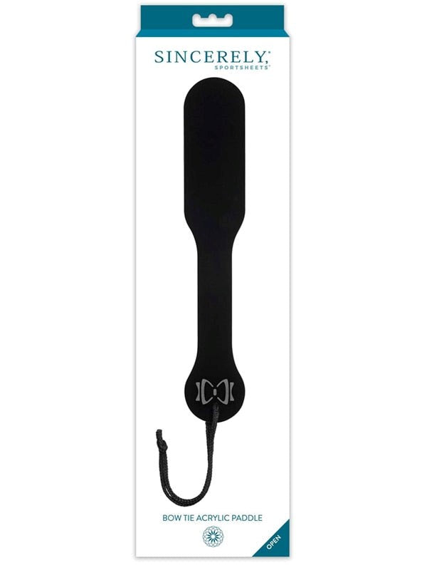 Sportsheets Sincerely Bow Tie Acrylic Spanking Paddle Black BDSM Impact Play - Paddles And Slappers