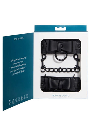Sportsheets Sincerely Bow Tie Faux Leather Wrist Cuffs BDSM Restraints - Cuffs and Restraints