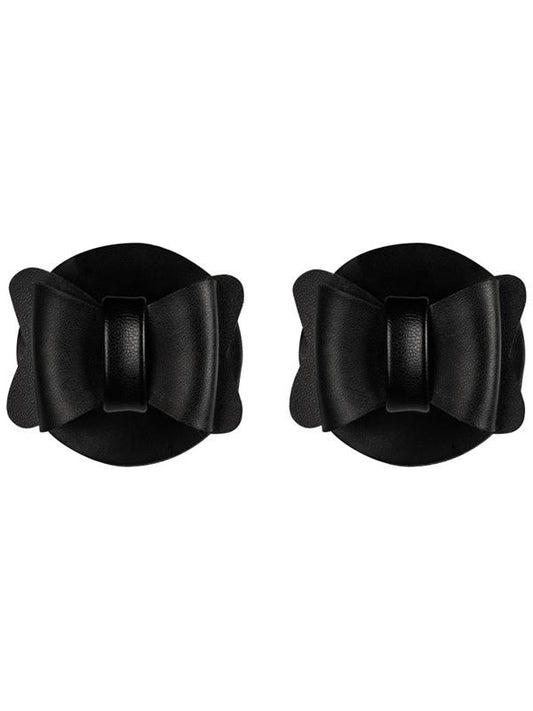Sportsheets Sincerely Bow Tie Reusable Vegan Leather Pasties Black Nipple Cover - - Breast and Nipple Toys