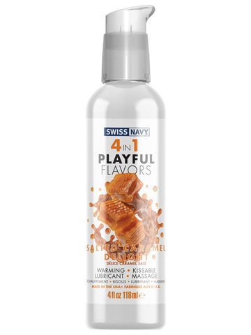 Swiss Navy Playful 4 In 1 Salted Caramel Delight 4oz Flavored Lubricant - Water Based Lubes