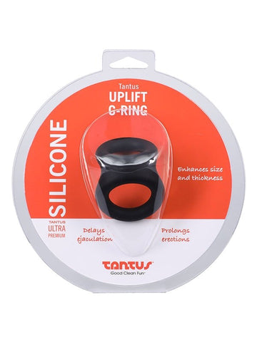Tantus Uplift Silicone Cock Ring Onyx Dual Ring Penis Enhancement - Cock Rings