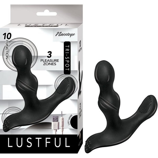 LUSTFUL Tri-Spot Insertable P or G-Spot Massager - - Prostate Sex Toys