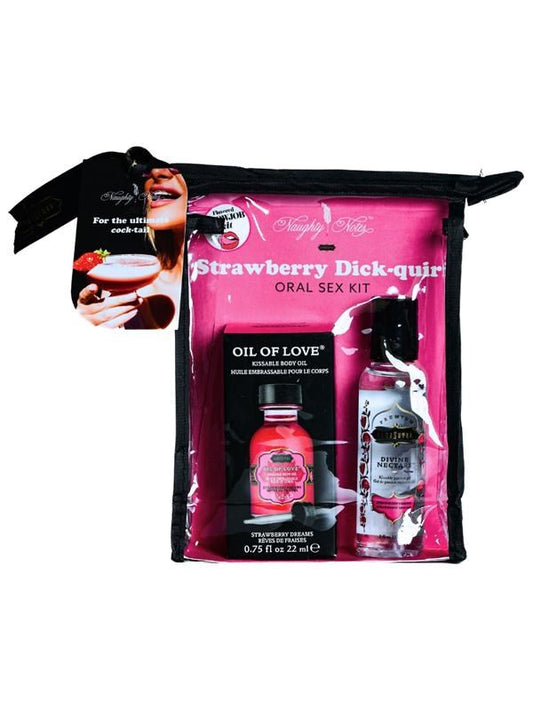 Kama Sutra Strawberry Dick Quiri Oral Sex Cocktail Kit with Warming Oil - - Sex Kits