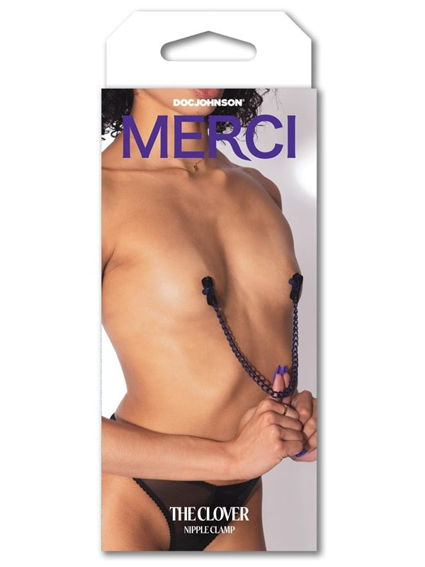 Doc Johnson Kink Merci The Clover Nipple Clamps Purple Adjustable Intensity - - Nipple and Clit Clamps