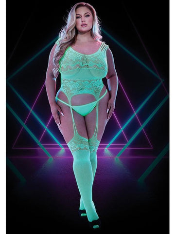 Xgen Products Lapdance Lingerie Glow In The Dark Bodystocking Queen Luminescent - Body Stockings