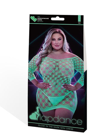 Xgen Products Lapdance Lingerie Glow In The Dark Mini Dress with Sleeves Queen - Teddies and Bodysuits