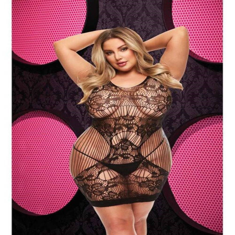 Xgen Products Lapdance Lingerie Lace Cut Out Womens Mini Dress Black - - Body Stockings