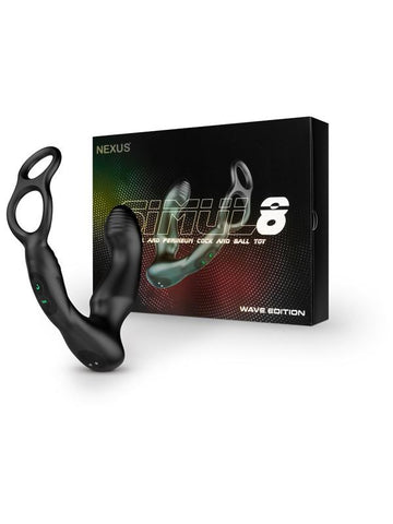 Nexus SIMUL8 Wave Edition Dual Motor Anal Cock Ring with Wave Motion Technology - Ball and Cock Toys