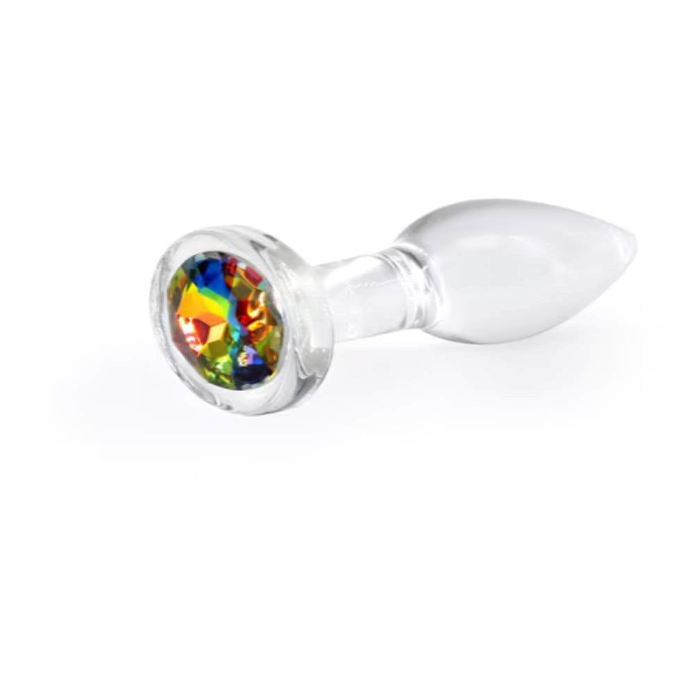 NS Novelties Crystal Desires Rainbow Gem Glass Butt Plug Premium Anal Stimulation - - Butt Plugs