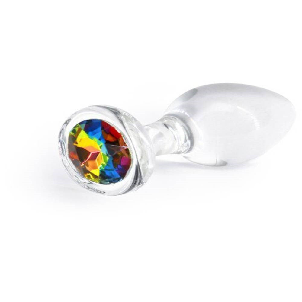 NS Novelties Crystal Desires Rainbow Gem Glass Butt Plug Premium Anal Stimulation - - Butt Plugs
