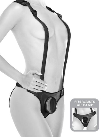 Pipedream Products Body Dock Strap On Suspenders Harness with Suction Dock - Strap On Sextoys