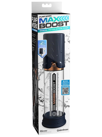 Pipedream Products Pump Worx Max Boost Male Penis Pump Blue Manual - Pumps, Extenders and Sleeves