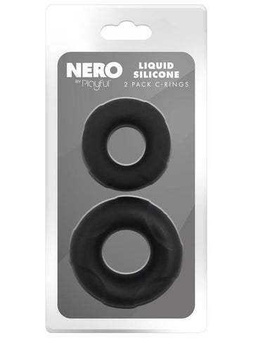 Evolved Playful Nero Liquid Silicone 2 Pack Cock Rings Super Stretch - Silicone Cock Rings