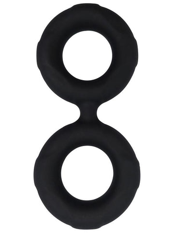 Evolved Playful Nero Liquid Silicone Connected Cock Ring Super Stretch - Silicone Cock Rings