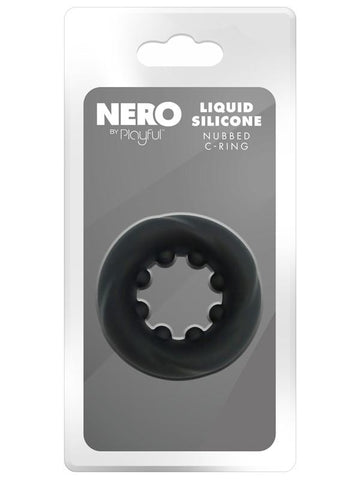 Evolved Playful Nero Liquid Silicone Nubbed Cock Ring for Enhanced Erection - Silicone Cock Rings