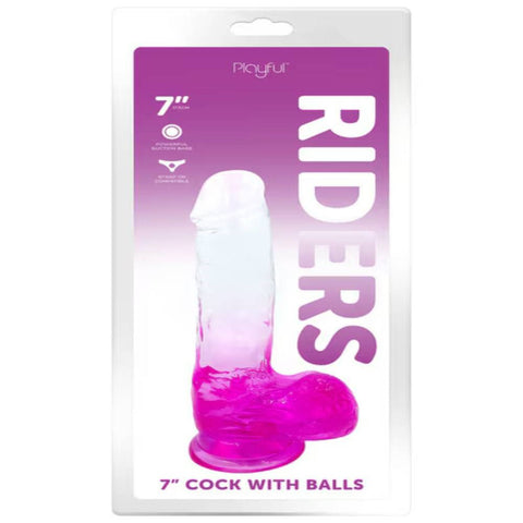 Evolved Playful Riders 7 Inch Realistic Looking Cock with Balls Suction Cup - Realistic Dildos