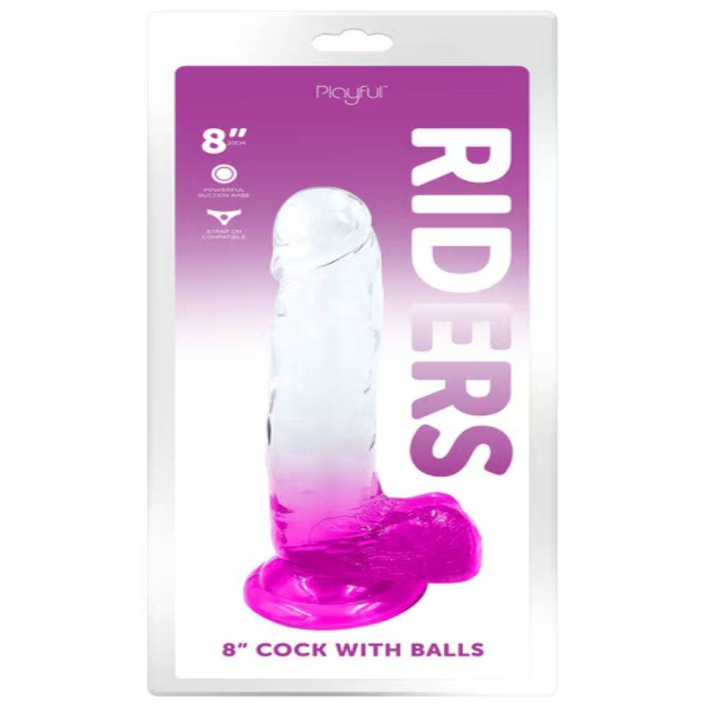 Evolved Playful Riders 8 Inch Realistic Dong with Balls and Suction Cup - - Realistic Dildos
