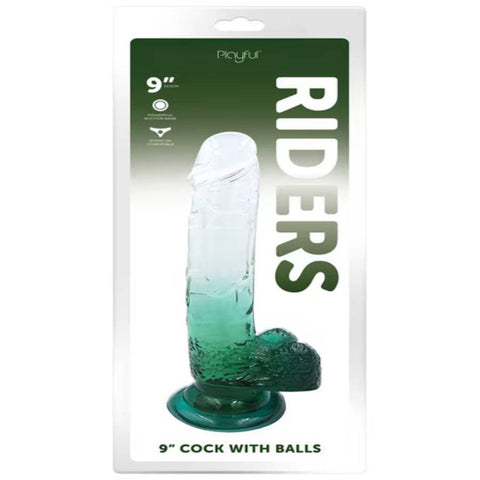 Evolved Playful Riders 9 Inch Realistic Dildo with Balls Suction Cup - Realistic Dildos
