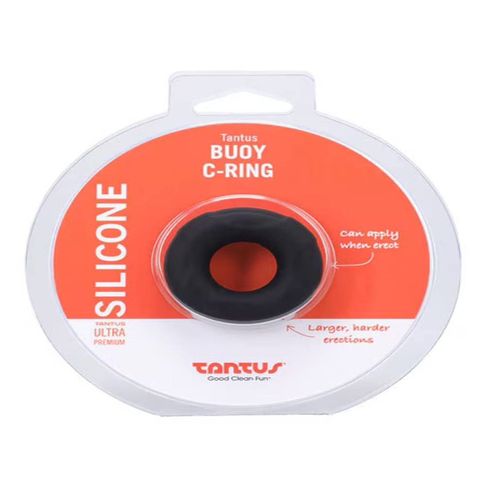 Tantus Buoy Stretchy Silicone Cock Ring Onyx Enhanced Performance - - Stretchy Cock Rings