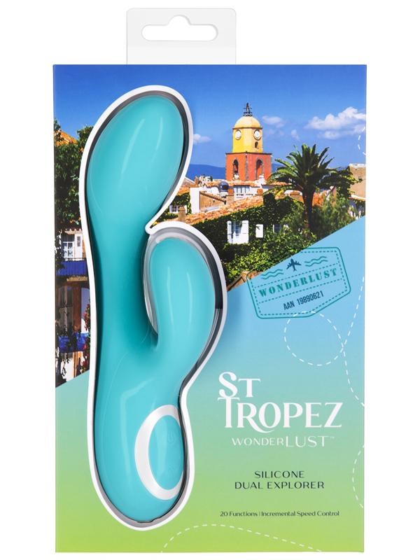 BMS Factory Wonderlust St Tropez Rabbit Vibrator Teal Dual Motor Design - - Rabbit Vibrators