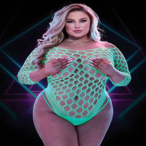 Xgen Products Lapdance Lingerie Glow In The Dark Large Fishnet Womens Teddy - Teddies and Bodysuits
