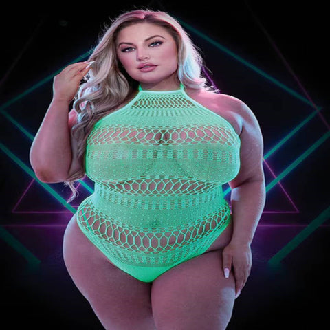 Xgen Products Lapdance Lingerie Glow In The Dark Teddy with Halter Neck - Teddies and Bodysuits