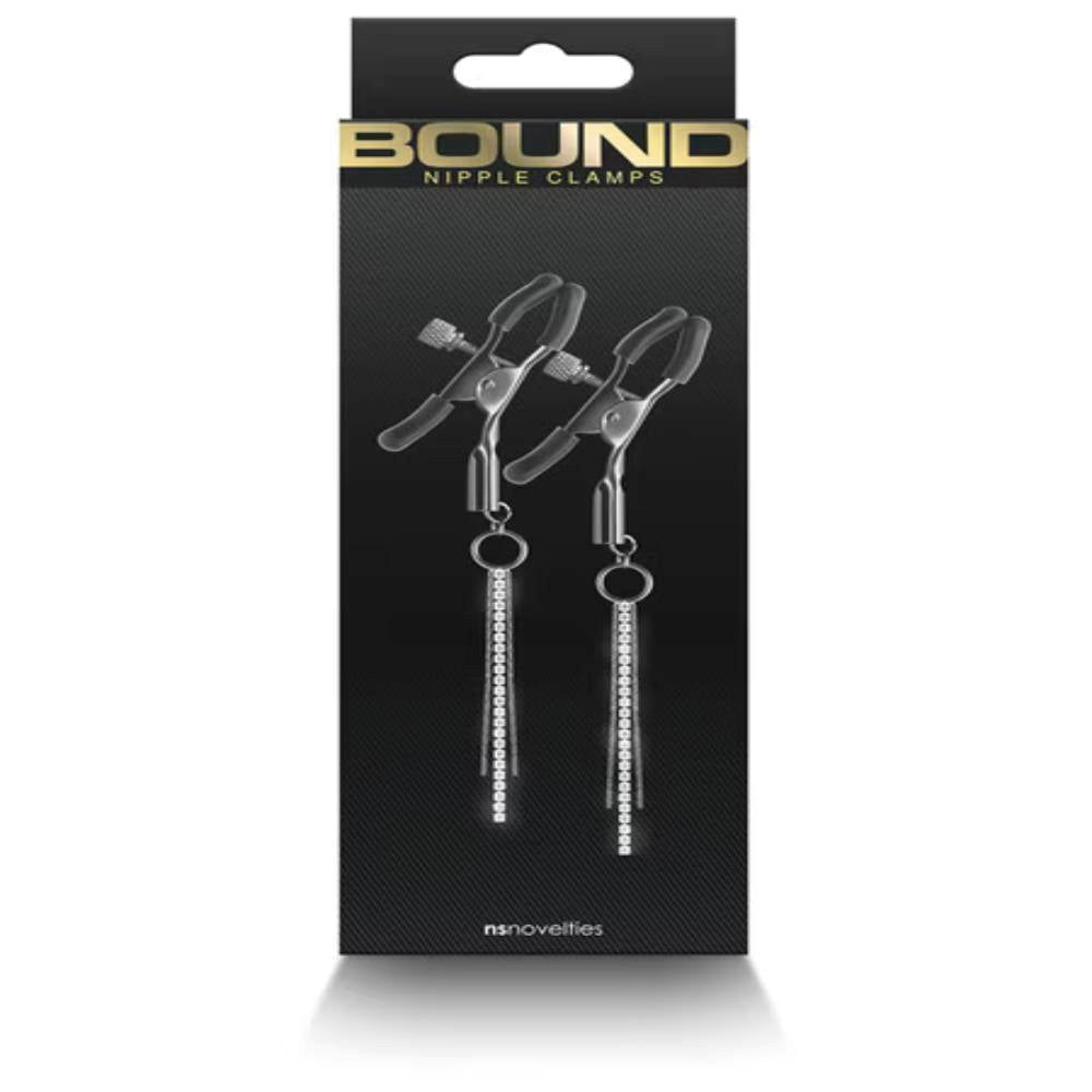 NS Novelties Bound Nipple Clamps D3 Adjustable Pressure Control - - Nipple and Clit Clamps