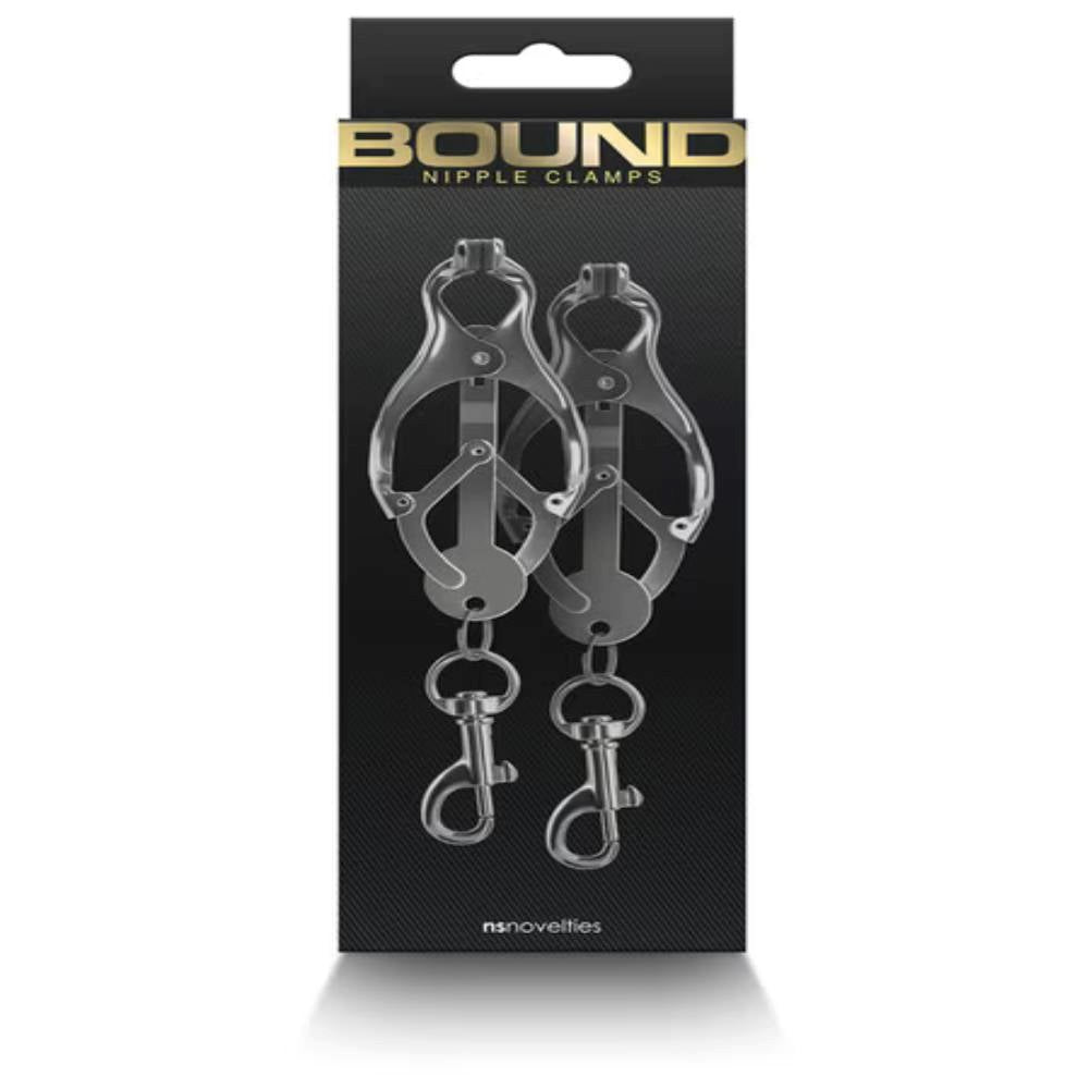 NS Novelties Bound Sexy Nipple Clamps C3 Premium Metal with Silicone Tips - - Nipple and Clit Clamps