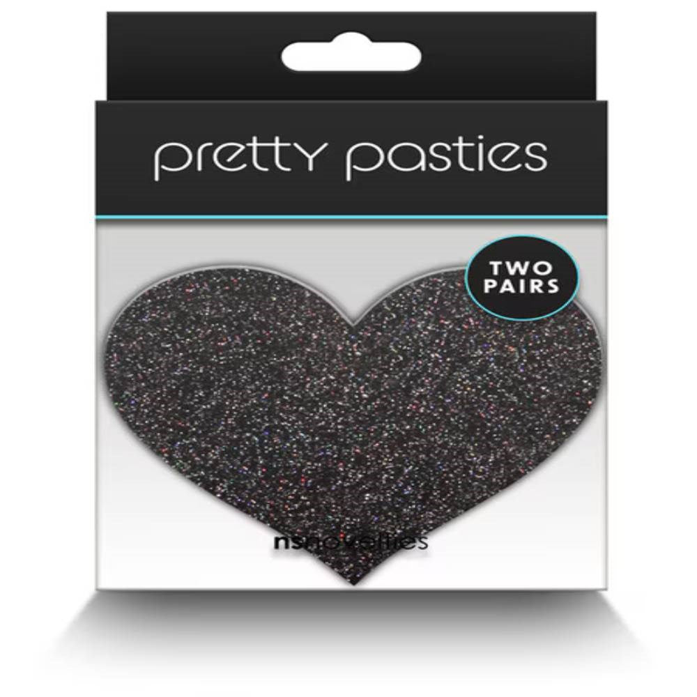 NS Novelties Pretty Glitter Hearts Shape Nipple Pasties 2 Pair Romantic Coverage - - Breast and Nipple Toys