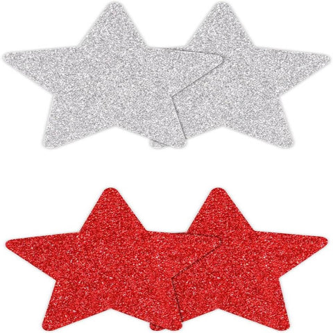 NS Novelties Pretty Nipple Pasties Glitter Stars 2 Pair Glitter Coverage - Breast and Nipple Toys