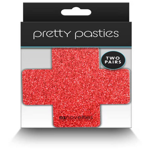 NS Novelties Pretty Womens Pasties Glitter Cross 2 Pair Bold Glitter Design - Breast and Nipple Toys
