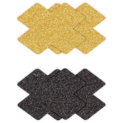 NS Novelties Pretty Womens Pasties Glitter Cross 2 Pair Bold Glitter Design - Breast and Nipple Toys