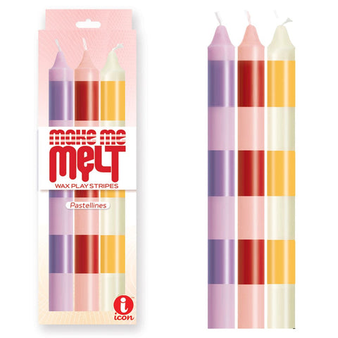 Icon Brands The 9s Make Me Melt Drip Candles 3 Pack Pastellines Wax Play - Bath and Intimate Fragrances