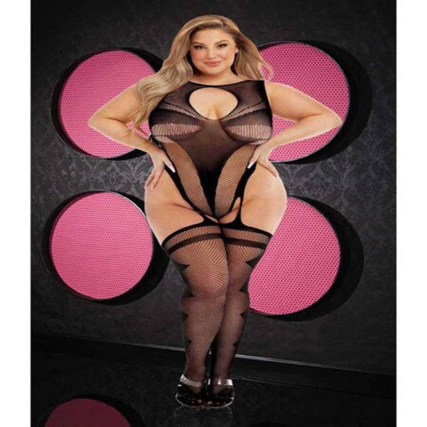 Xgen Products Lapdance Lingerie Fancy Suspender Bodystocking Black Diamond Pattern - Body Stockings