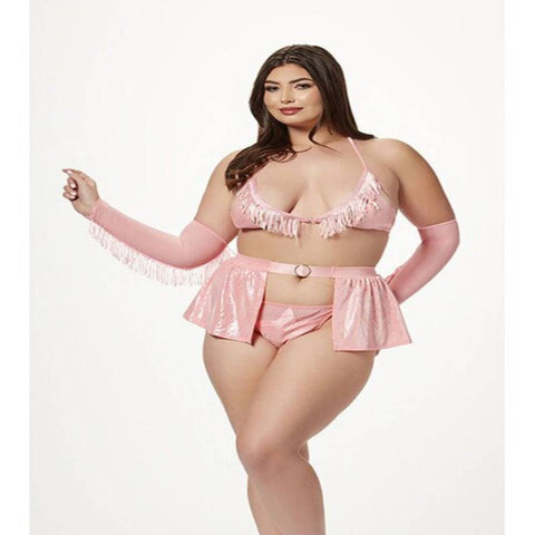 Seven til Midnight 4 Piece Cowgirl Costume Set Rose with Star Cups - Fancy Dress Ups