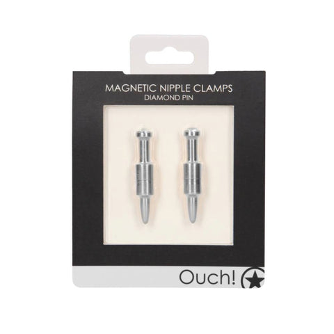 Shots Toys Magnetic Diamond Pin Nipple Clamps Premium Aluminum Design - Nipple and Clit Clamps