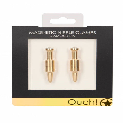 Shots Toys Magnetic Diamond Pin Nipple Clamps Premium Aluminum Design - Nipple and Clit Clamps