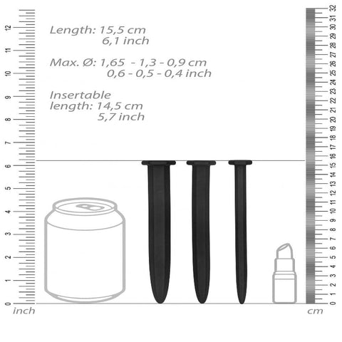 Shots Toys Silicone Rugged Nail Urethral Sounding Plug Set Medical Grade - Urethral Sounds